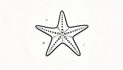 Obraz premium Detailed Line Art Illustration of a Starfish on White Background.