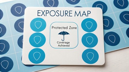 Exposure Map Layout Featuring Protected Zone and Coverage Achieved Graphic with Blue Design Elements