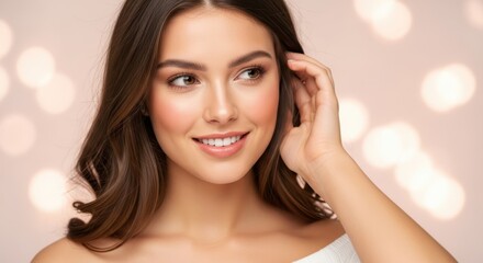 Fototapeta premium Beautiful woman with perfect skin and natural makeup