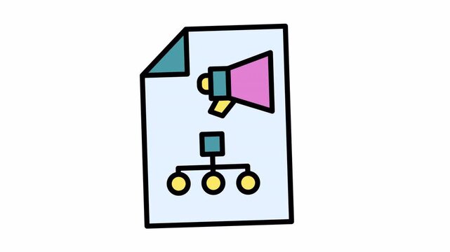 Marketing Communication and Business Hierarchy Document Flat Icon Illustration on White Background