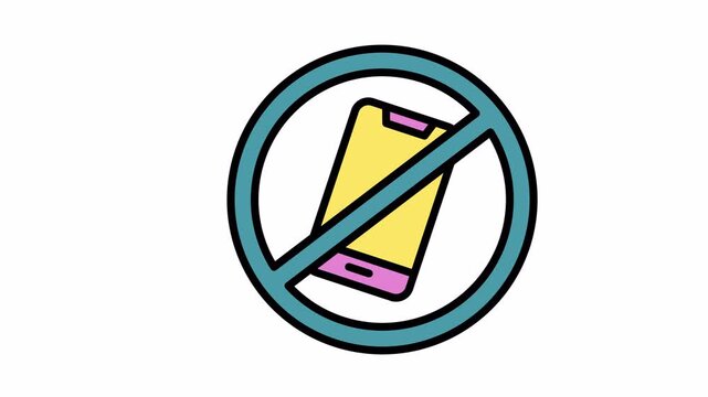 No Phone Line Icon Animation. Animated line icon showing a no phone symbol, representing focus, digital detox, offline mode, and productivity enhancement for business and personal workflow.