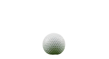 A single, white golf ball with dimpled texture, vibrant green grass, transparent background with copy space, soft natural lighting, high-angle shot, sports advertising concept