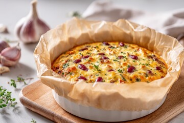 Layered Casserole with Red Beans Diced Turkey Breast Tomatoes Hearty Baked Dish