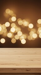 Golden Hour Glow: Warm Wood Tabletop