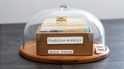 Protecting Data Integrity and Clean Input in Predictive Analytics Under a Dome with Wooden Box Display