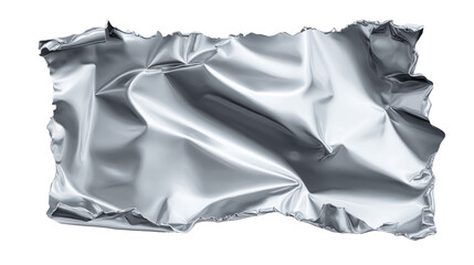 Flat silver foil sheet with torn corners