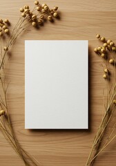 Golden Hour Mockup: Blank Notecard on Wood