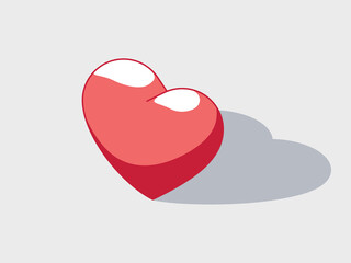 Heart isometric vector illustration with shadow