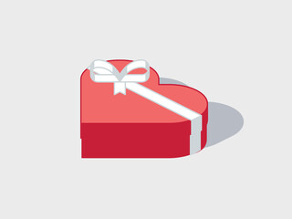 Heart shaped box isometric vector illustration with shadow
