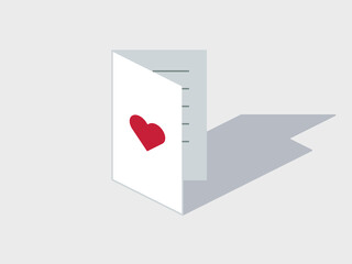 Valentine's day card isometric vector illustration with shadow