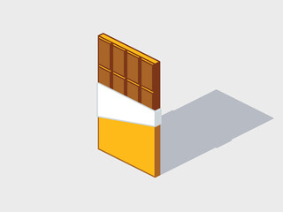 Half opened Chocolate bar isometric vector illustration with shadow