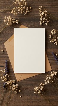 Dried Flowers Frame Blank Notecard: Rustic Elegance