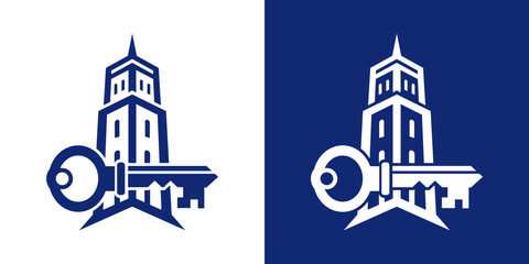 building key dual meaning logo combination.