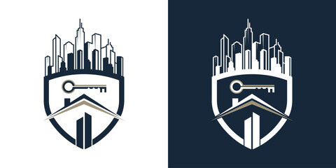 building city key secured logo design. secure home logo design. building secured logo design inspiration.