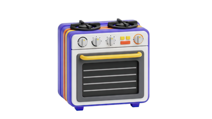 Cartoon Oven with Colorful Design