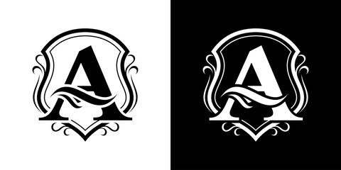 letter A luxury logo vintage vector, illustration design inspiration