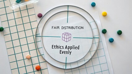 Fair Distribution Concept with Ethical Values and Visual Elements Representing Balance and Equality in Society
