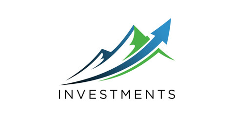 logo combines a mountain and an investment arrow.