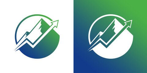  growth arrow mountain success logo. investment and mountain logo design inspiration.