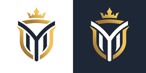 letter M crown combination dual meaning luxury logo