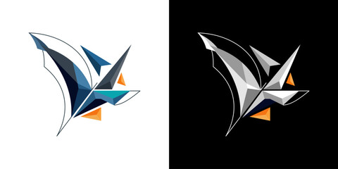 abstact wing logo. abstract origami logo design inspiration.