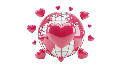 Globe with hearts