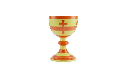 Golden Chalice with Orange Stripes and Cross Emblem