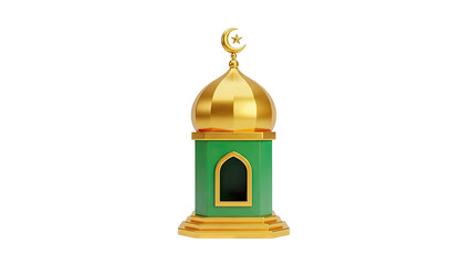 Golden Mosque Dome with Crescent Moon and Star
