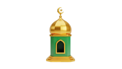 Golden Mosque Dome with Crescent Moon and Star