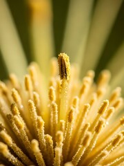 Captivating closeup of a yellow flower pistil displaying nature's delicate beauty