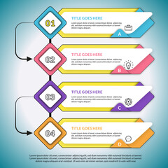 Modern infographic design template with clean vector elements, numbered steps, arrows, and a professional layout for business and web presentation