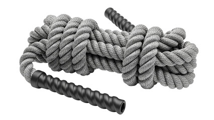 "Coiled white rope with black ends PNG transparent background illustration twisted nautical cord isolated marine rigging fiber graphic thick rope coil design element for digital projects stock PNG"