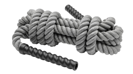 "Coiled white rope with black ends PNG transparent background illustration twisted nautical cord isolated marine rigging fiber graphic thick rope coil design element for digital projects stock PNG"
