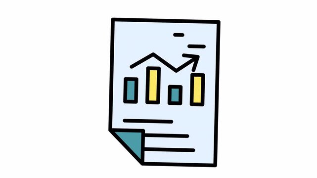 Business Growth Report Icon. Document with Bar Chart and Upward Trend Line Symbolizing Data Analysis, Financial Performance, and Statistical Progress.