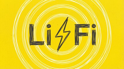 Vibrant Li-Fi logo with lightning bolt on yellow background