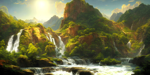 waterfall in the mountains