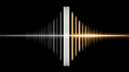 Naklejka premium Symmetrical digital sound wave equalizer with white and gold bars.