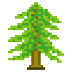 Spruce tree in pixel art style