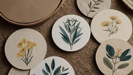 Handmade Postcards Circular Flat Lay Textured Cloth