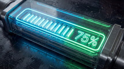 Close-up of progress bar with glowing neon effect