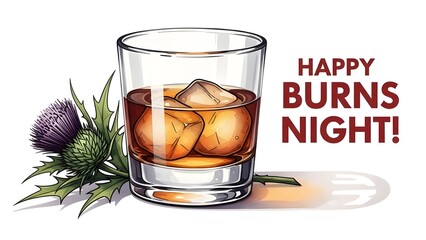 Celebrating robbie burns day with whisky and thistle on burns night