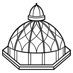 Decorative Architectural Glass Dome Roof Structure Silhouette Vector Illustration for Building Design and Urban Engineering Graphics