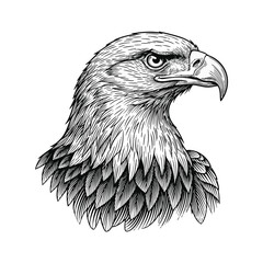 Detailed Engraved Eagle Head Artwork Vintage Style Drawing