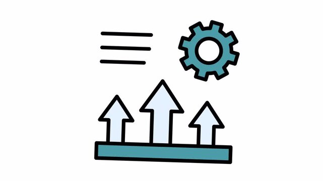Process Optimization & Growth Vector Icon: Settings, Data Management, and Performance Improvement Concept