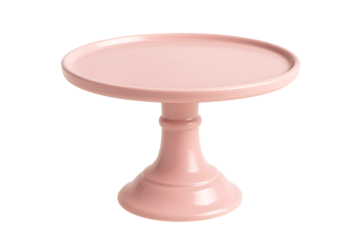 Pink ceramic cake stand isolated on white background representing dessert serving plate minimal pastel design for elegant bakery presentation pastry display and modern kitchen decoration