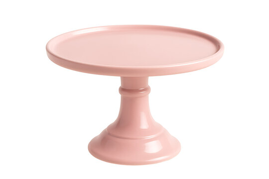 Pink ceramic cake stand isolated on white background representing dessert serving plate minimal pastel design for elegant bakery presentation pastry display and modern kitchen decoration