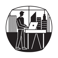 Urban High Desk Laptop Work Silhouette