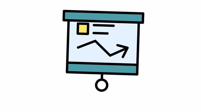 Hand-Drawn Business Presentation Screen Icon with Upward Trend Graph for Data Analysis and Growth
