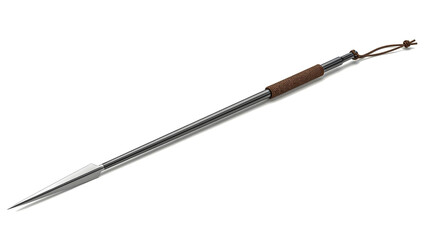 Antique Sword with Ornate Handle and Metal Blade on White Background