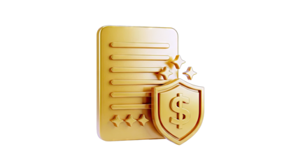 Gold Shield with Dollar Sign and Document